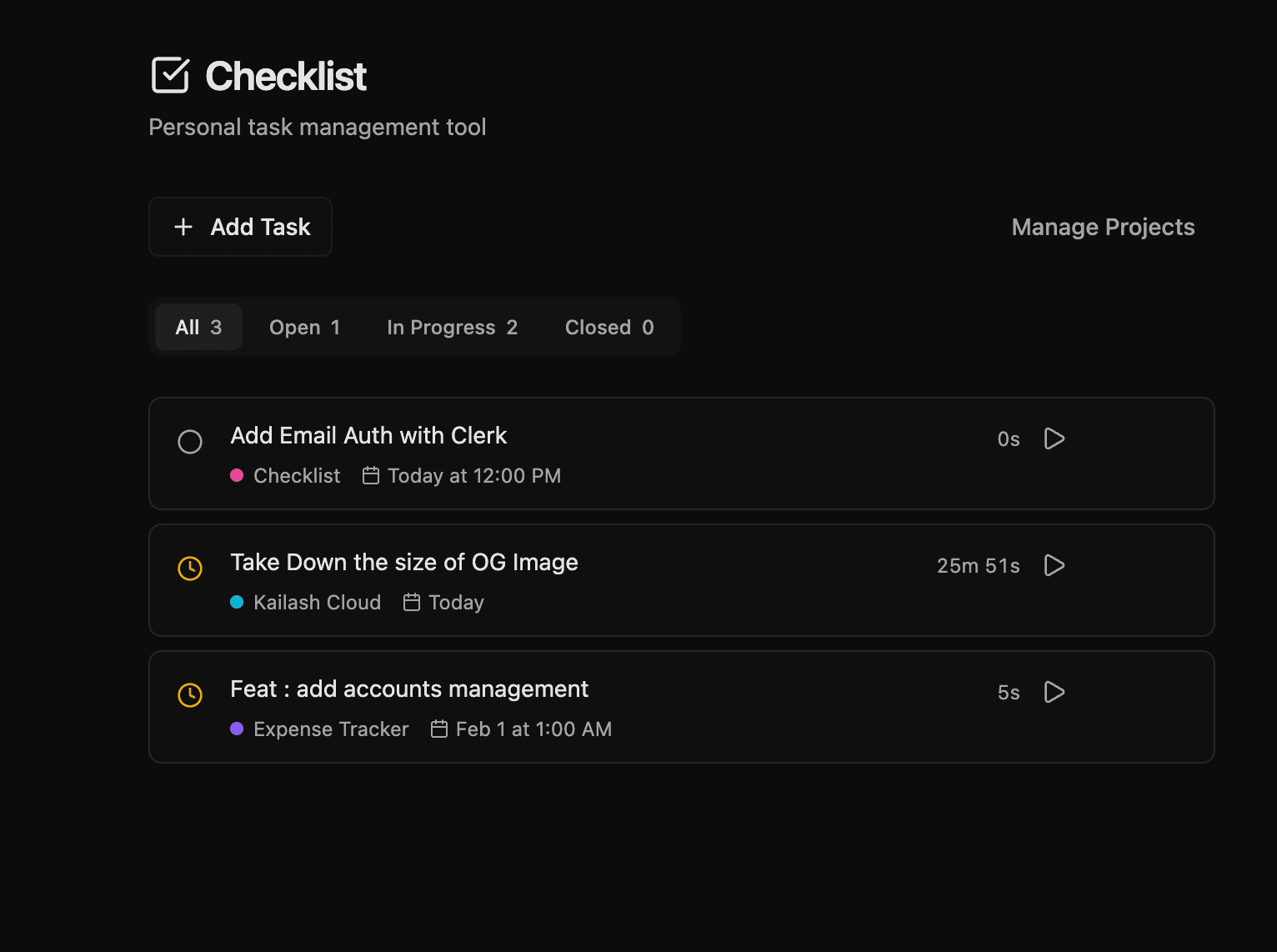Checklist screenshot